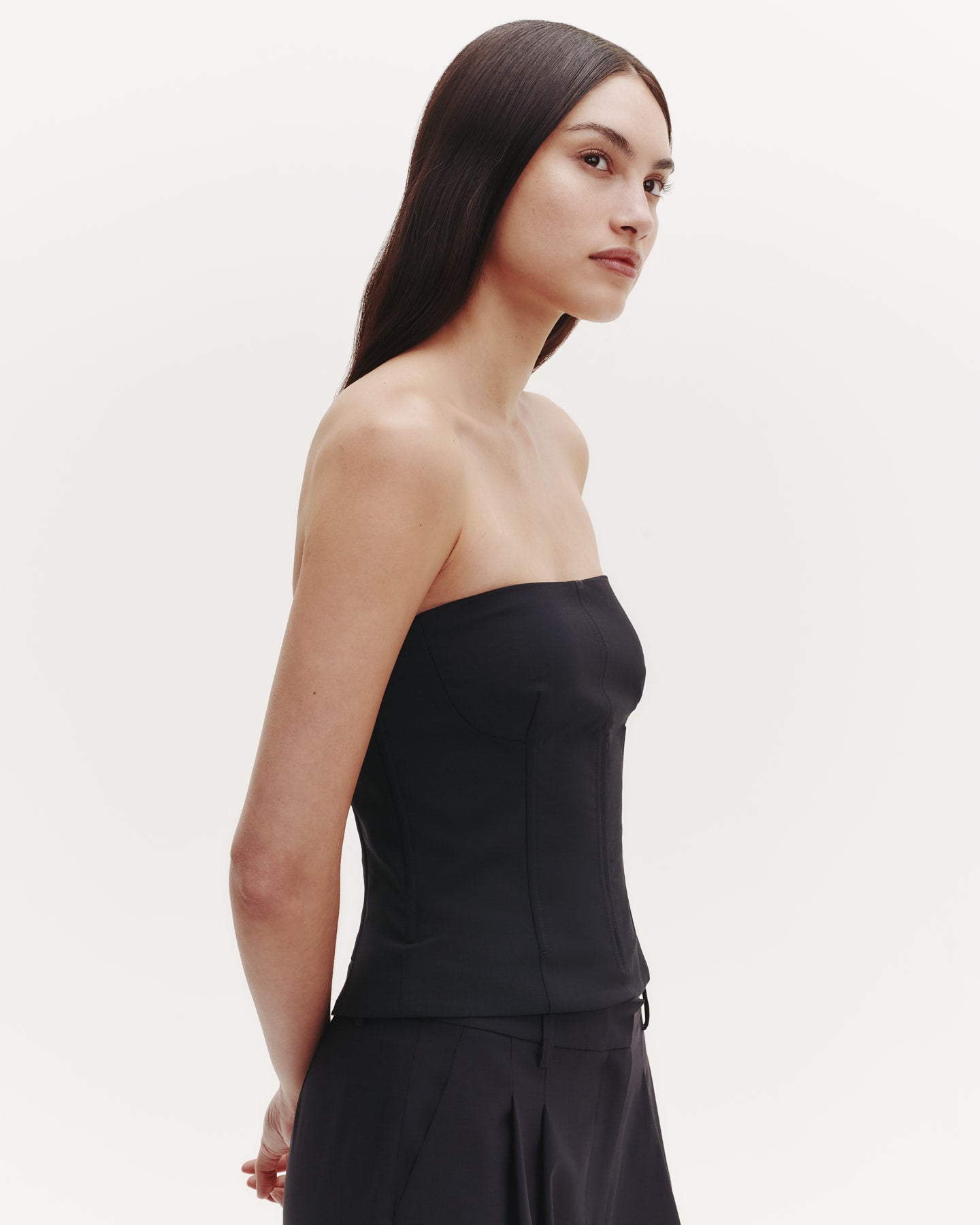 TWP Midnight Jillian Bustier in Ultrafine Stretch Suiting view 3