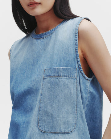 TWP Vintage wash Mikala Top in Denim Shirting view 1