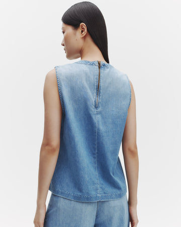 TWP Vintage wash Mikala Top in Denim Shirting view 1