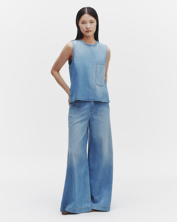 TWP Vintage wash Mikala Top in Denim Shirting view 1