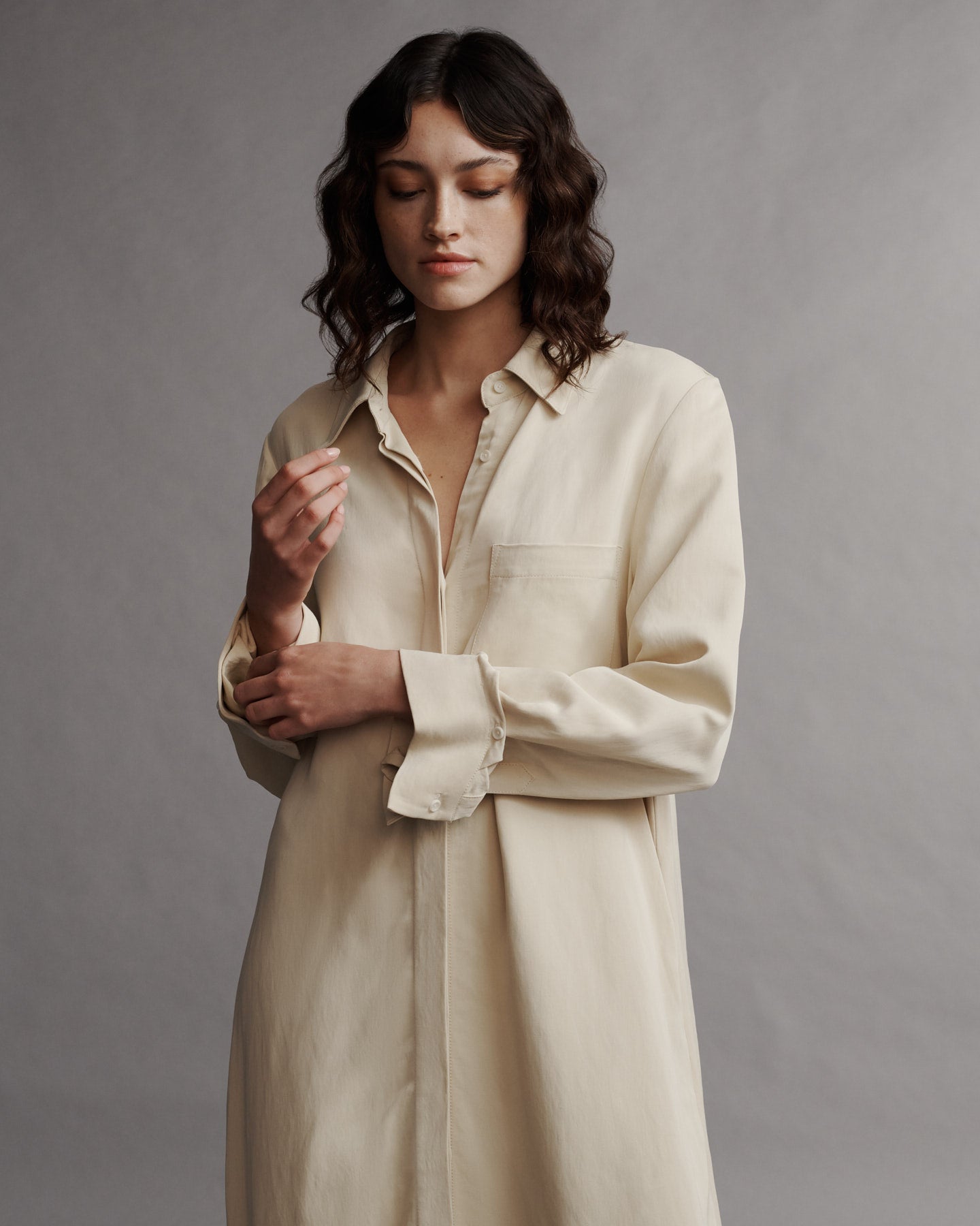 TWP French butter Jenny&#39;s Gown in coated viscose linen view 2