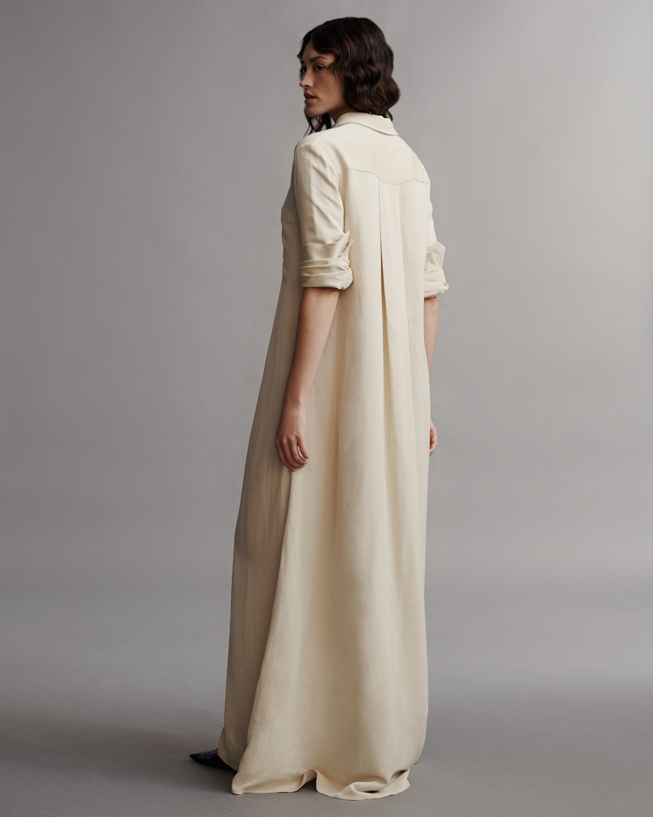 TWP French butter Jenny&#39;s Gown in coated viscose linen view 5
