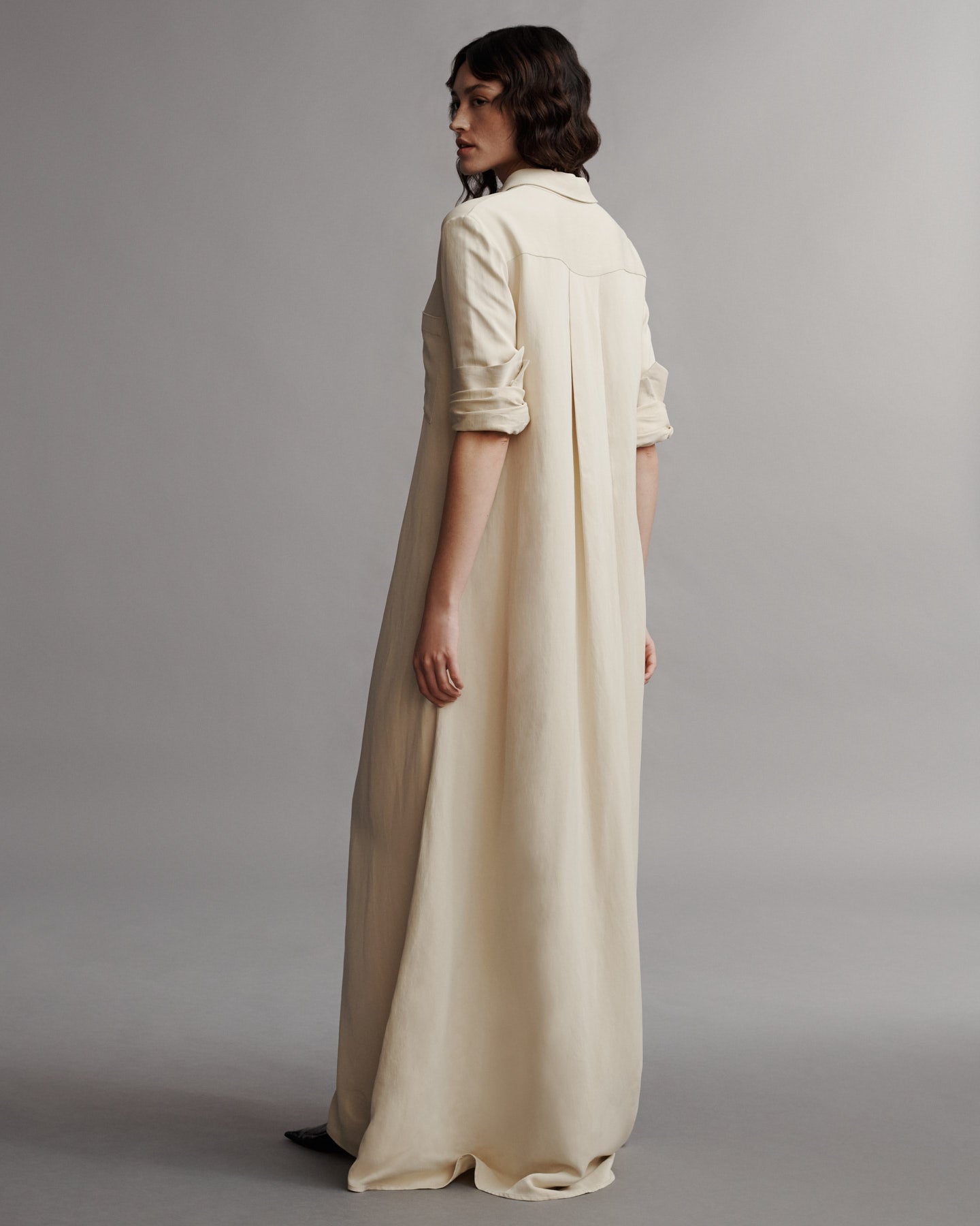 TWP French butter Jenny&#39;s Gown in coated viscose linen view 5
