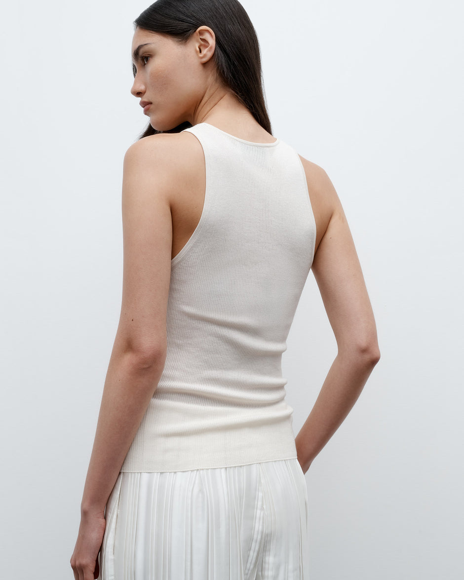 TWP Ivory Harbor Tank in Viscose Silk view 3