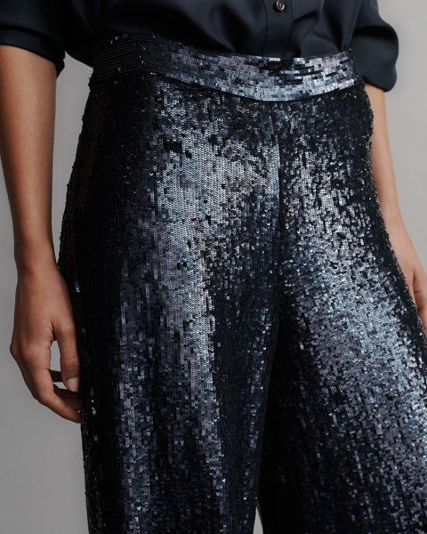 SPARKLE LAME TWEED PANTS【BLACK】 | SHIKITARI