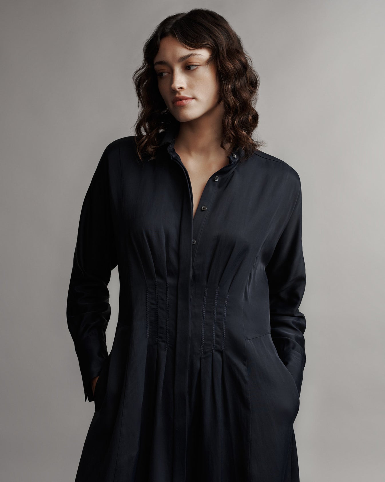 TWP Midnight Main Street After Midnight Dress in Coated Viscose Linen view 2