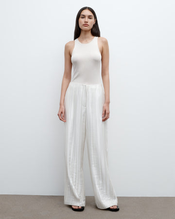 High Waisted Trouser in Crushed Silk Charmeuse
