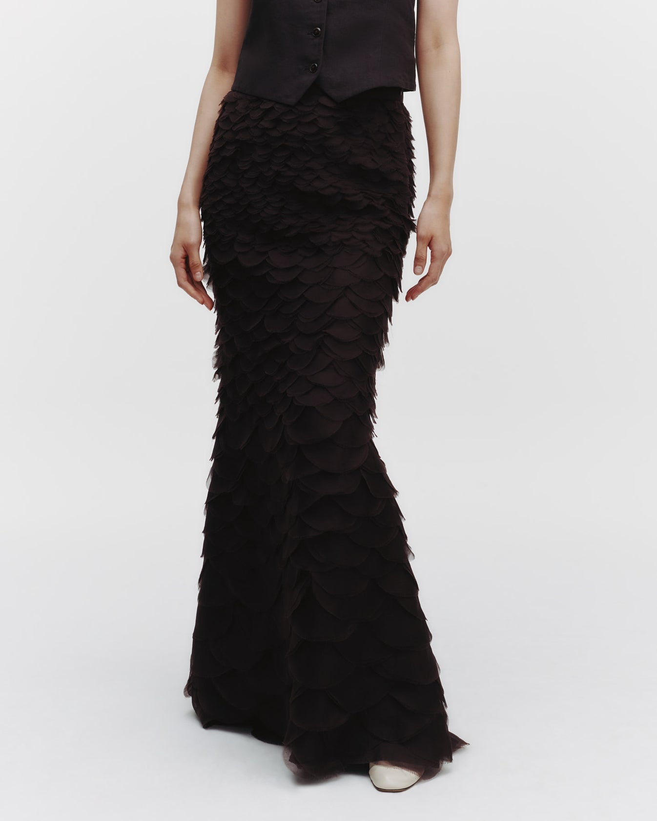 TWP Dark chocolate Everlasting Love Skirt in Silk Organza view 1