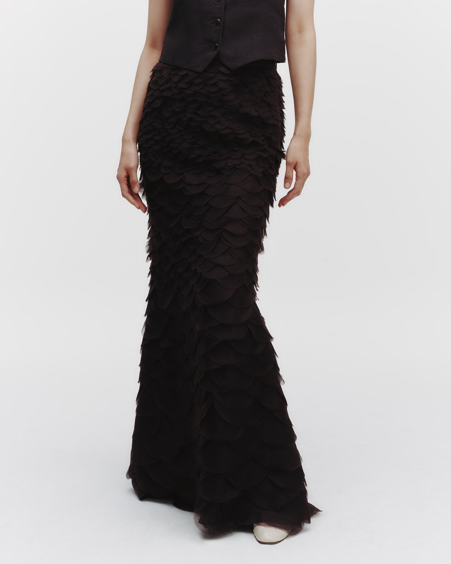 TWP Dark chocolate Everlasting Love Skirt in Silk Organza view 1