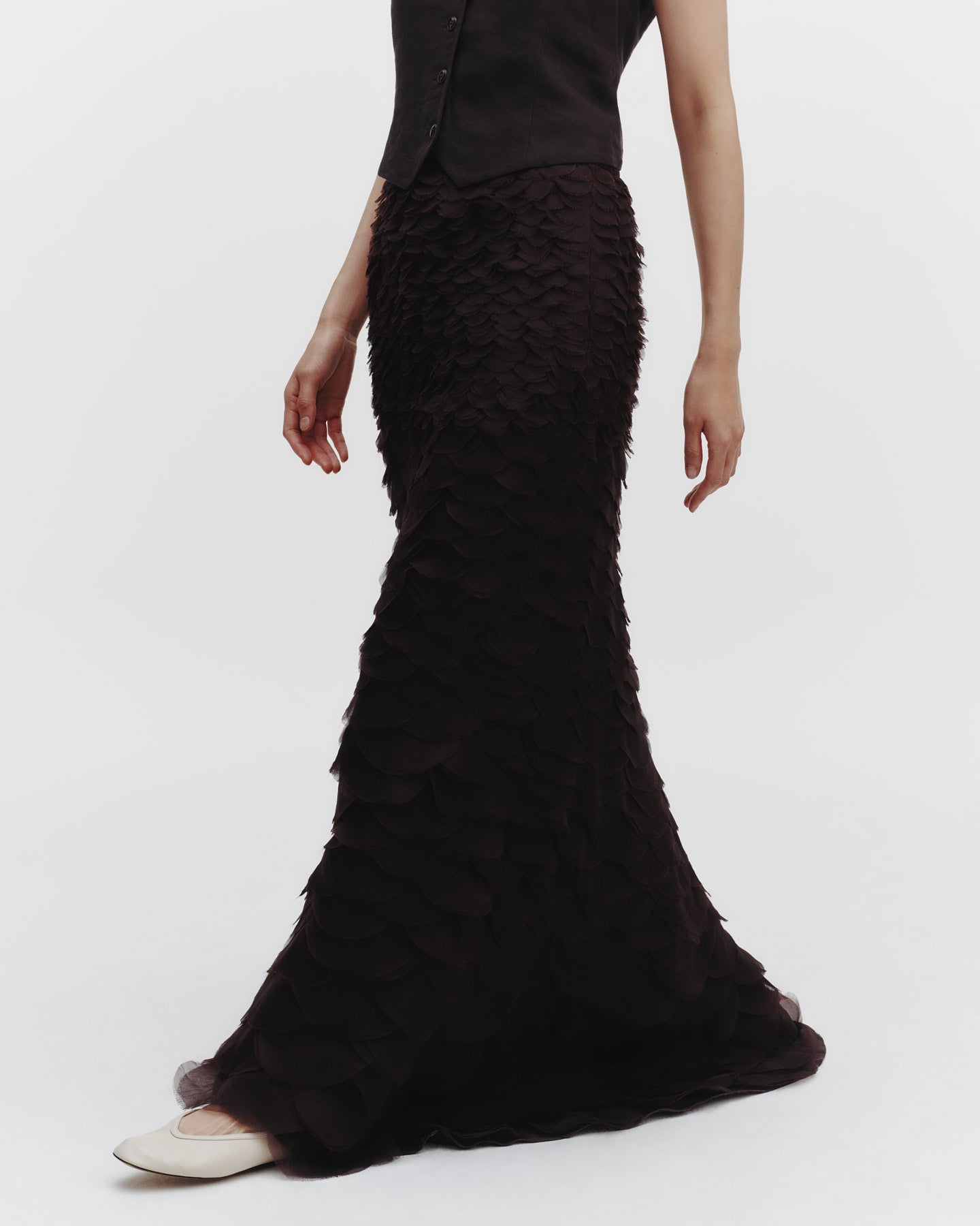 TWP Dark chocolate Everlasting Love Skirt in Silk Organza view 2