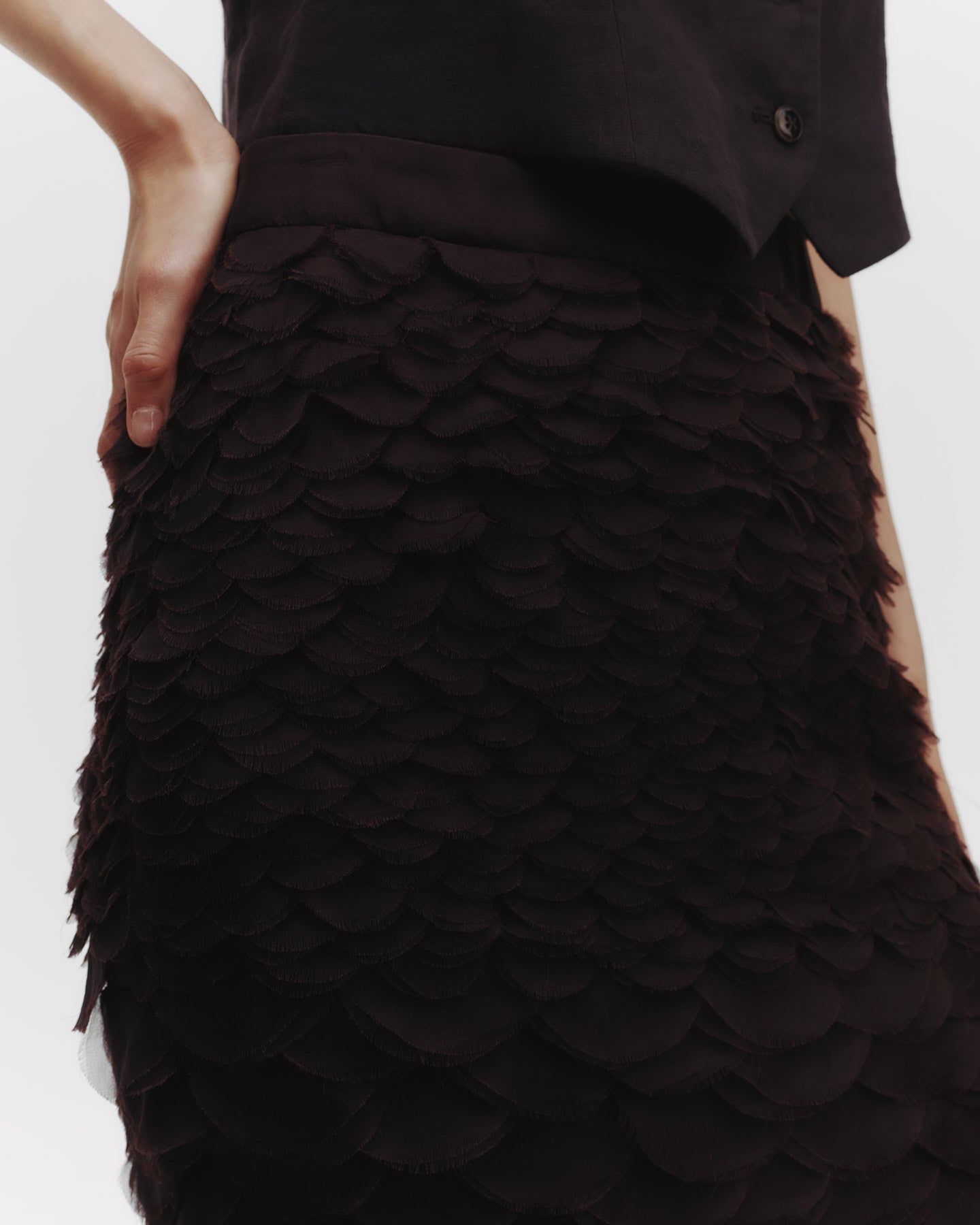 TWP Dark chocolate Everlasting Love Skirt in Silk Organza view 3