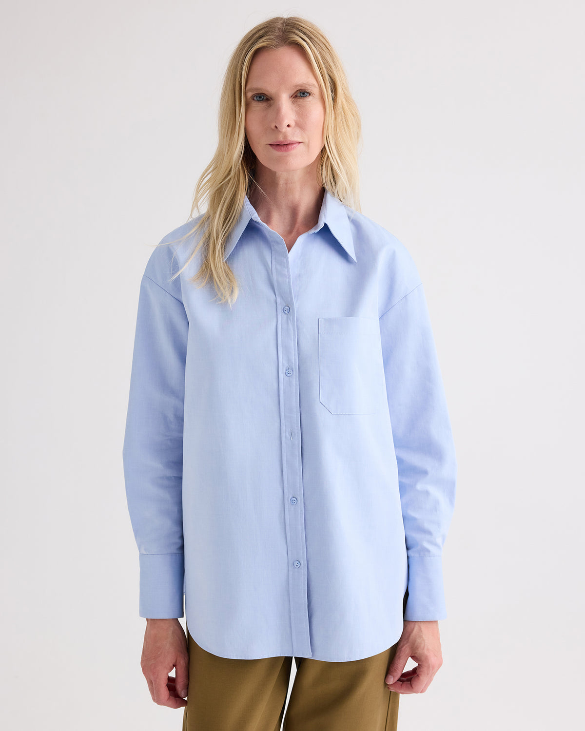 TWP Baby blue Big Joe Shirt in Double Skin Shirting view 1