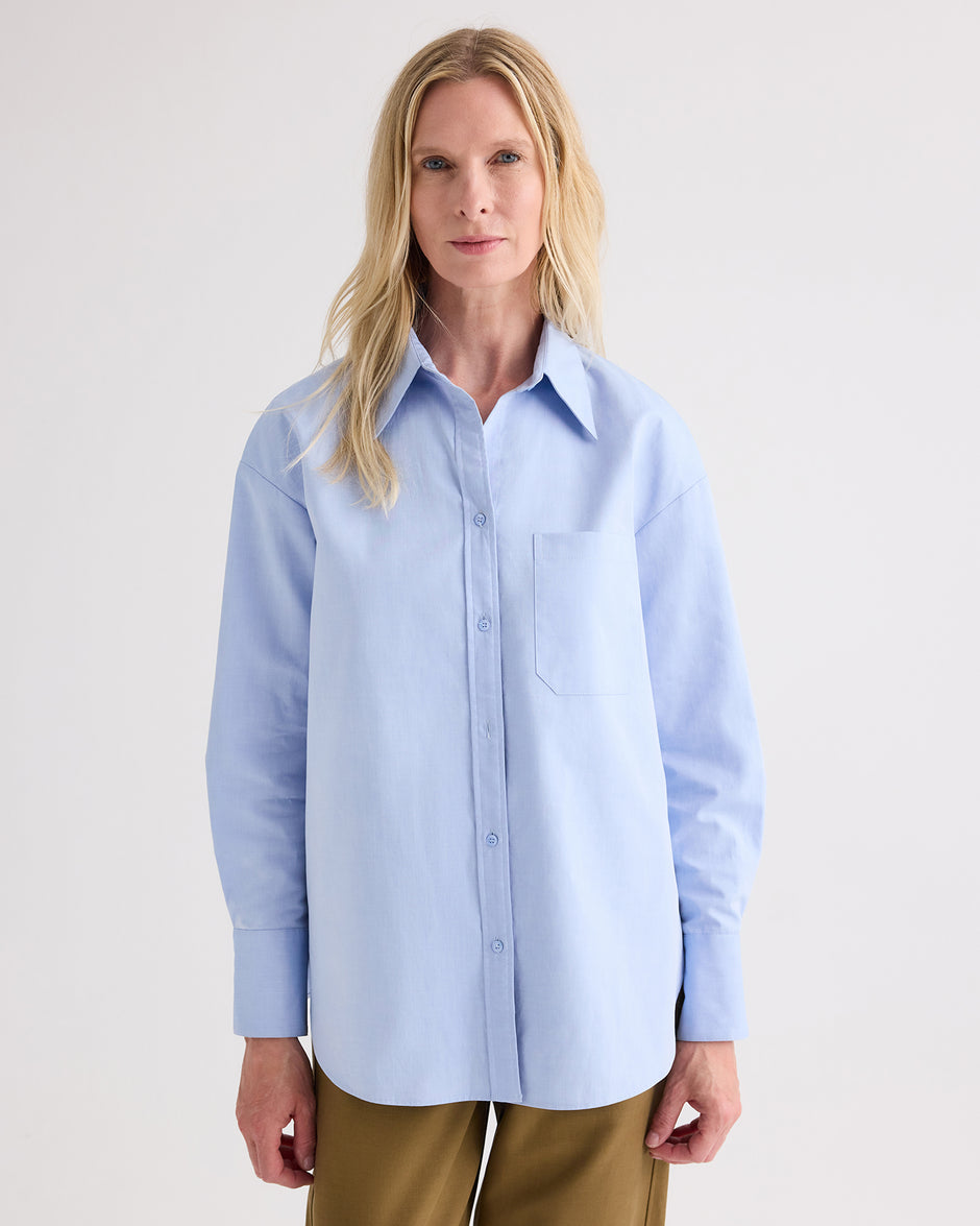 TWP Baby blue Big Joe Shirt in Double Skin Shirting view 1