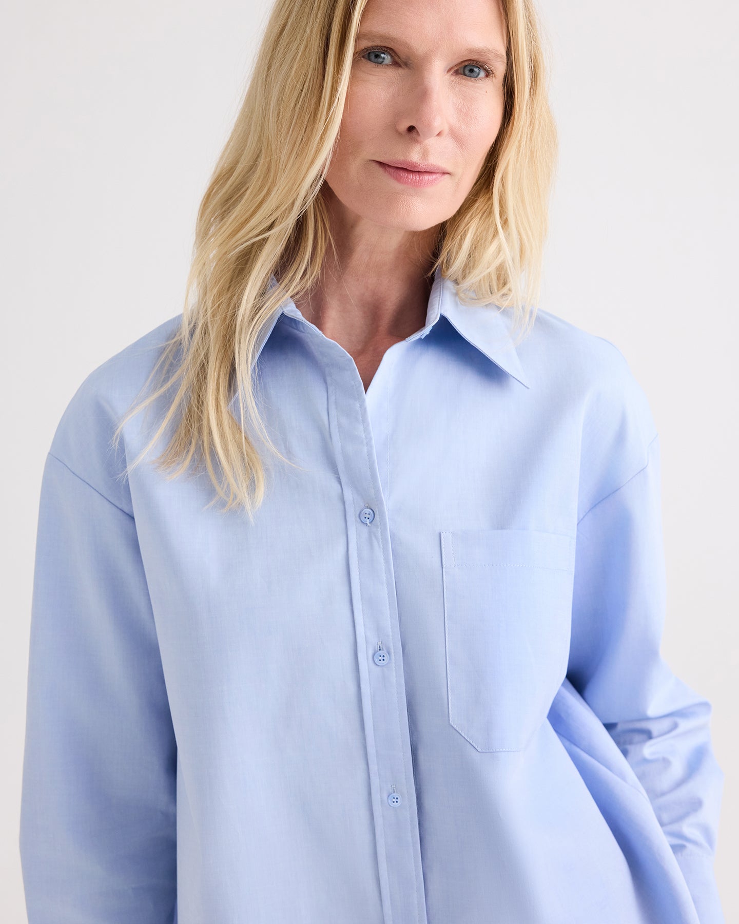 TWP Baby blue Big Joe Shirt in Double Skin Shirting view 1