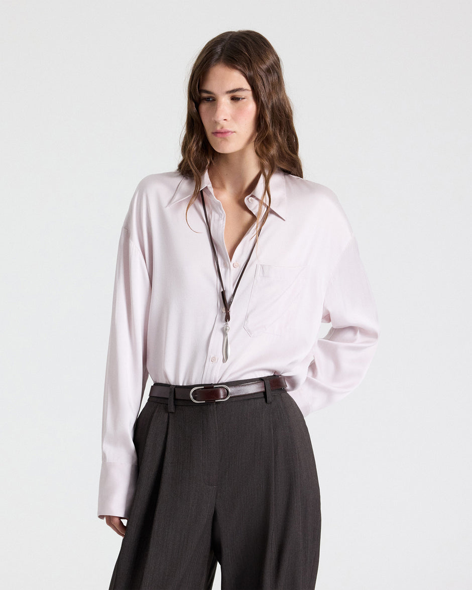TWP Grey lilac Big Joe Shirt in Washed Silk Charmeuse view 1
