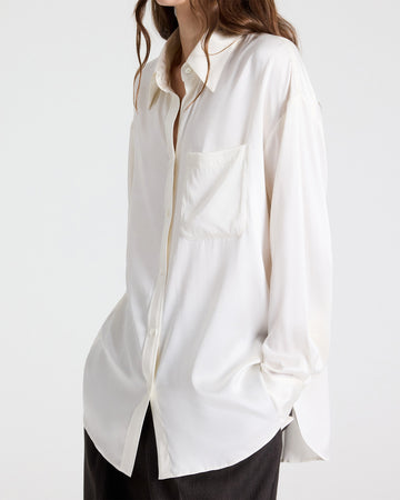 TWP Ivory Big Joe Shirt in Washed Silk Charmeuse view 2