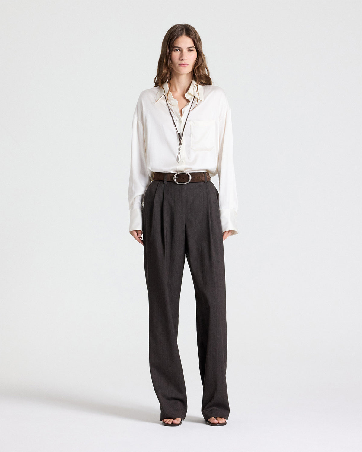 TWP Ivory Big Joe Shirt in Washed Silk Charmeuse view 3