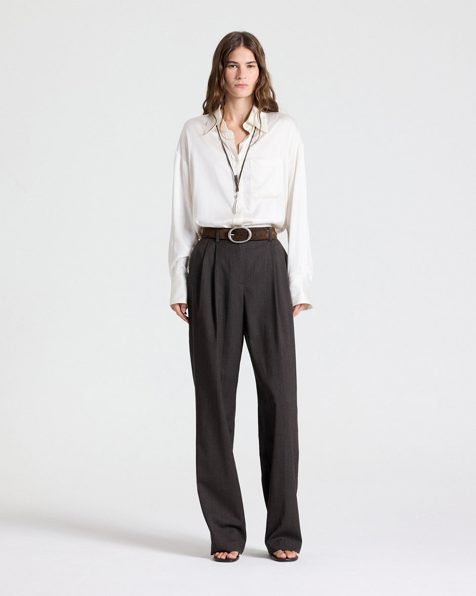 TWP Ivory Big Joe Shirt in Washed Silk Charmeuse view 3