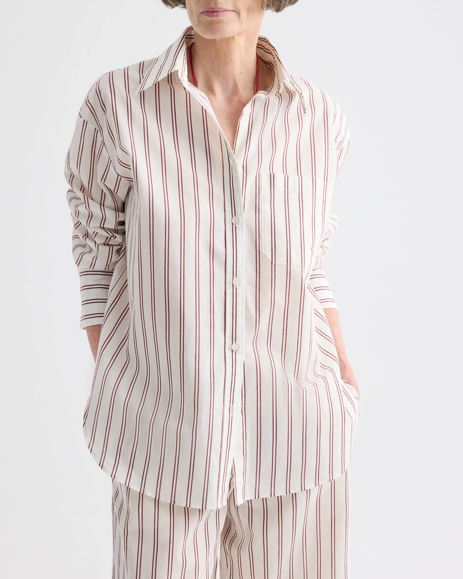 TWP White / wine Big Joe Shirt in Cotton Silk view 1