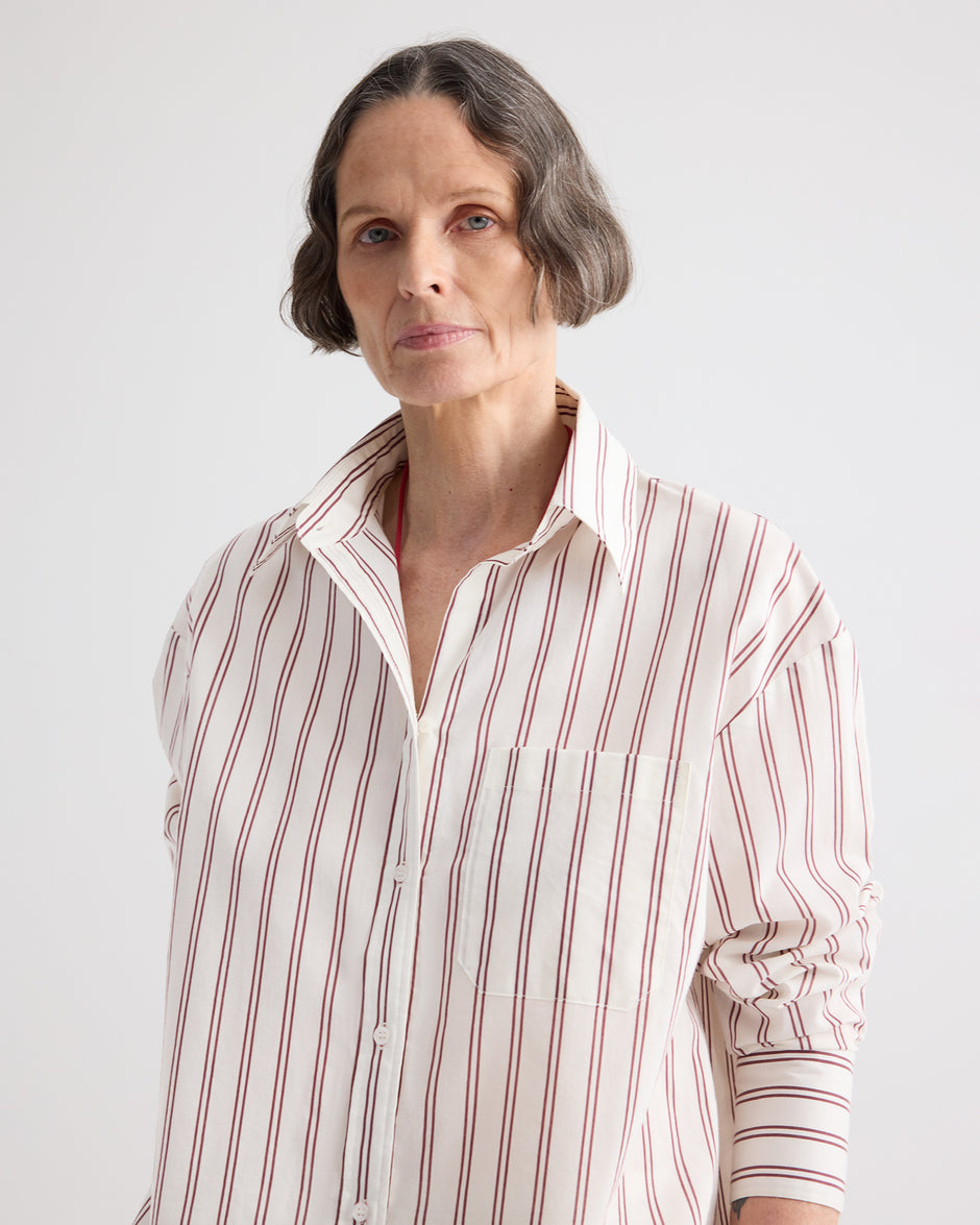 TWP White / wine Big Joe Shirt in Cotton Silk view 2