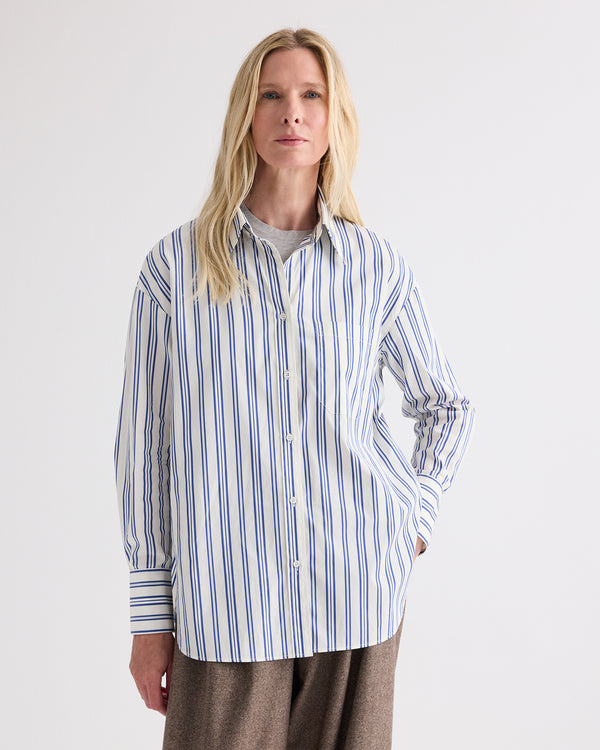 TWP Ivory multi Big Joe Shirt in Mens Stripe on Superfine Poplin view 4