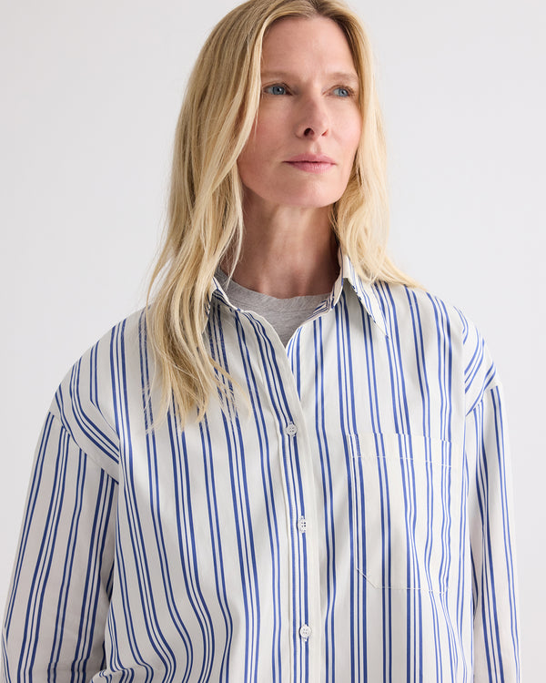 TWP Ivory multi Big Joe Shirt in Mens Stripe on Superfine Poplin view 2