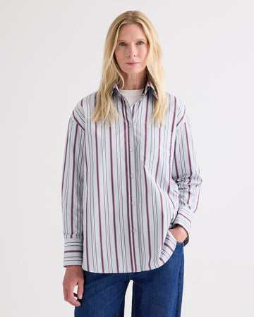 TWP Light grey multi Big Joe Shirt in Striped Superfine Poplin view 2