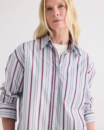 TWP Light grey multi Big Joe Shirt in Striped Superfine Poplin view 1