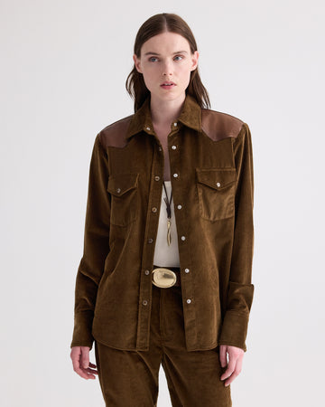 TWP Pinecone / bison Cowboy Take Me Away Shirt with Combo in Torkel Corduroy view 1