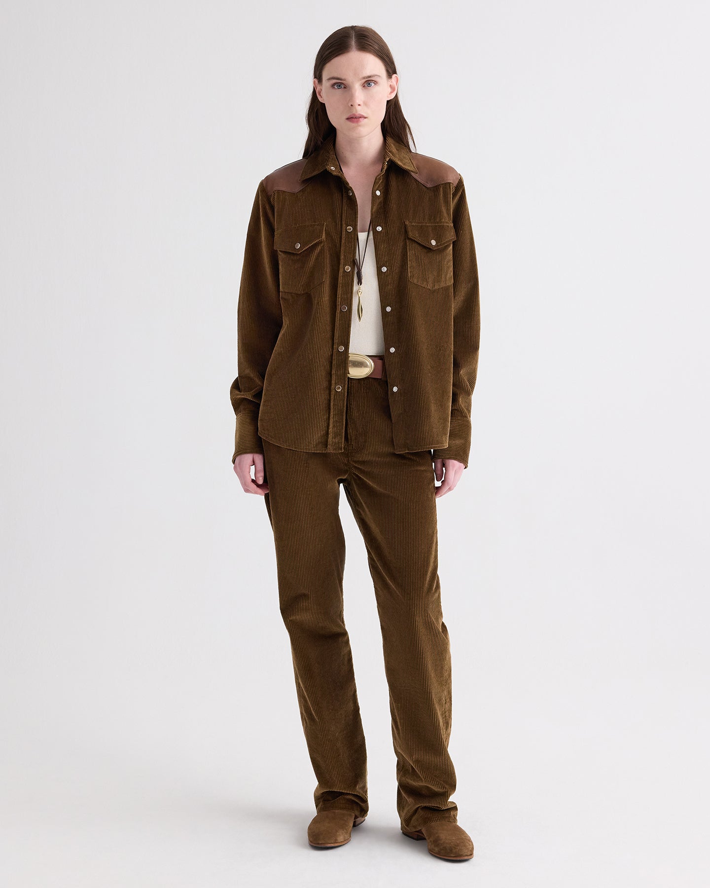 TWP Pinecone / bison Cowboy Take Me Away Shirt with Combo in Torkel Corduroy view 5