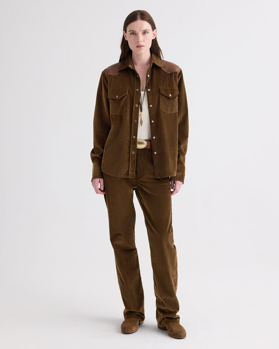 TWP Pinecone / bison Cowboy Take Me Away Shirt with Combo in Torkel Corduroy view 5