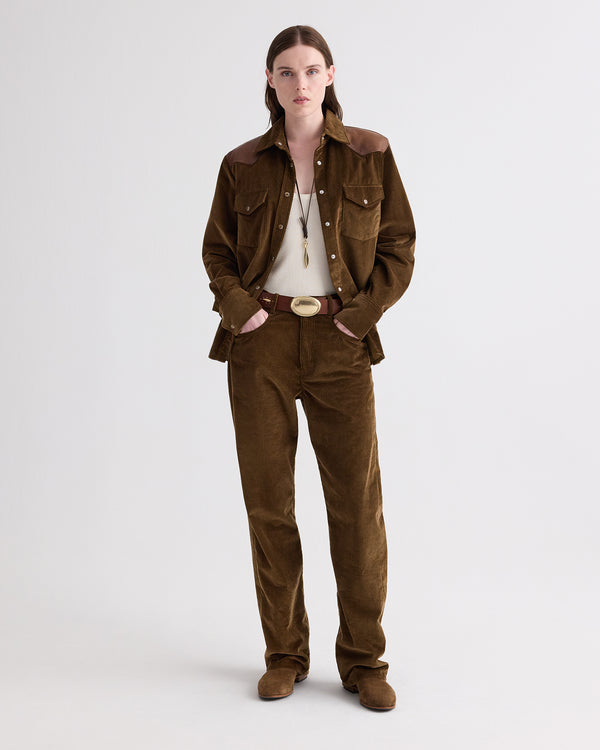 TWP Pinecone / bison Cowboy Take Me Away Shirt with Combo in Torkel Corduroy view 3