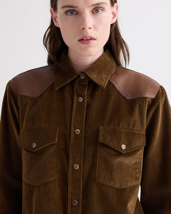 TWP Pinecone / bison Cowboy Take Me Away Shirt with Combo in Torkel Corduroy view 2