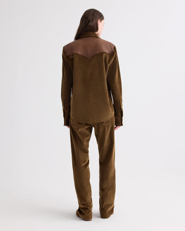 TWP Pinecone / bison Cowboy Take Me Away Shirt with Combo in Torkel Corduroy view 6