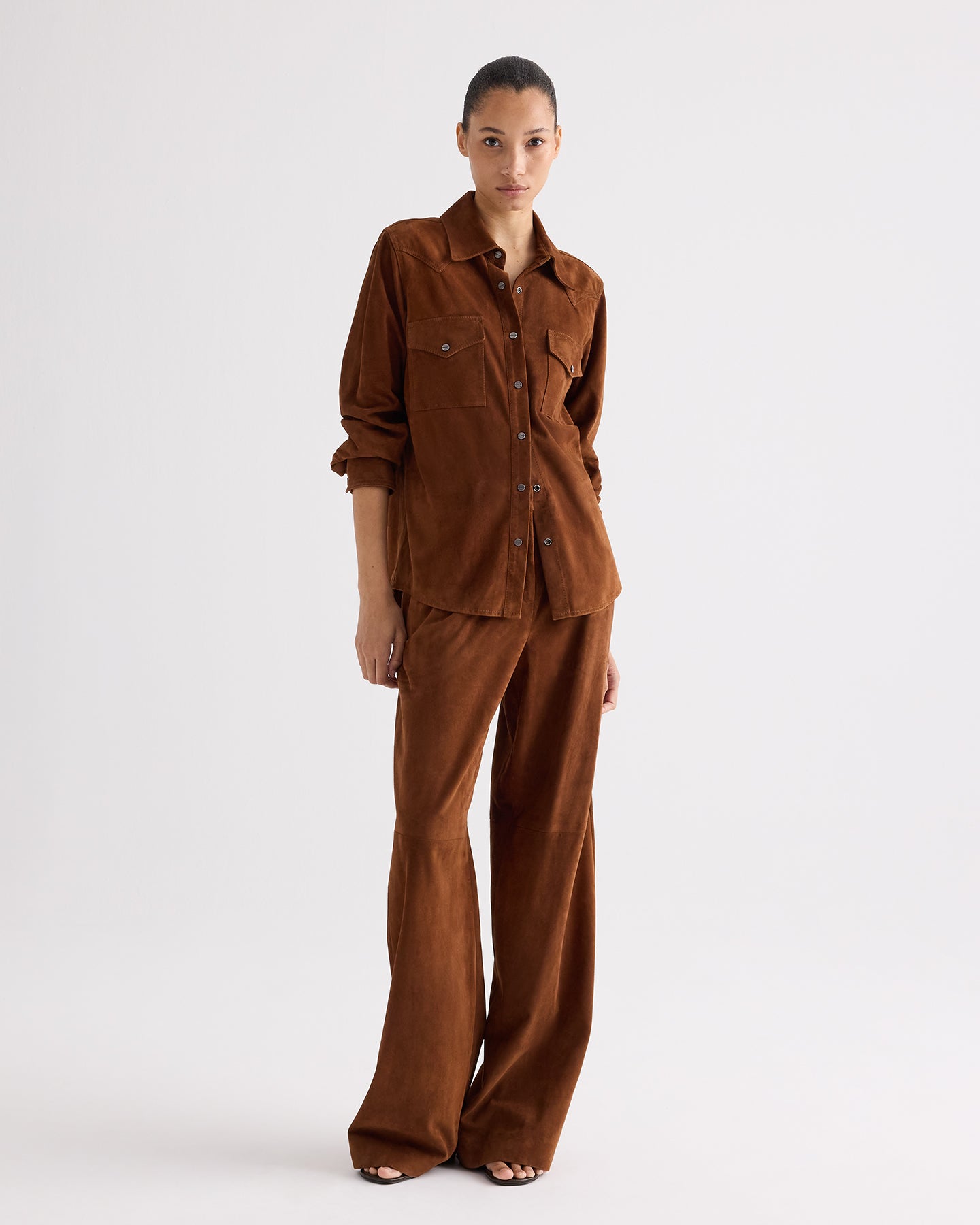 TWP Cigar Leather Travelin' Soldier Top in Featherweight Suede view 3