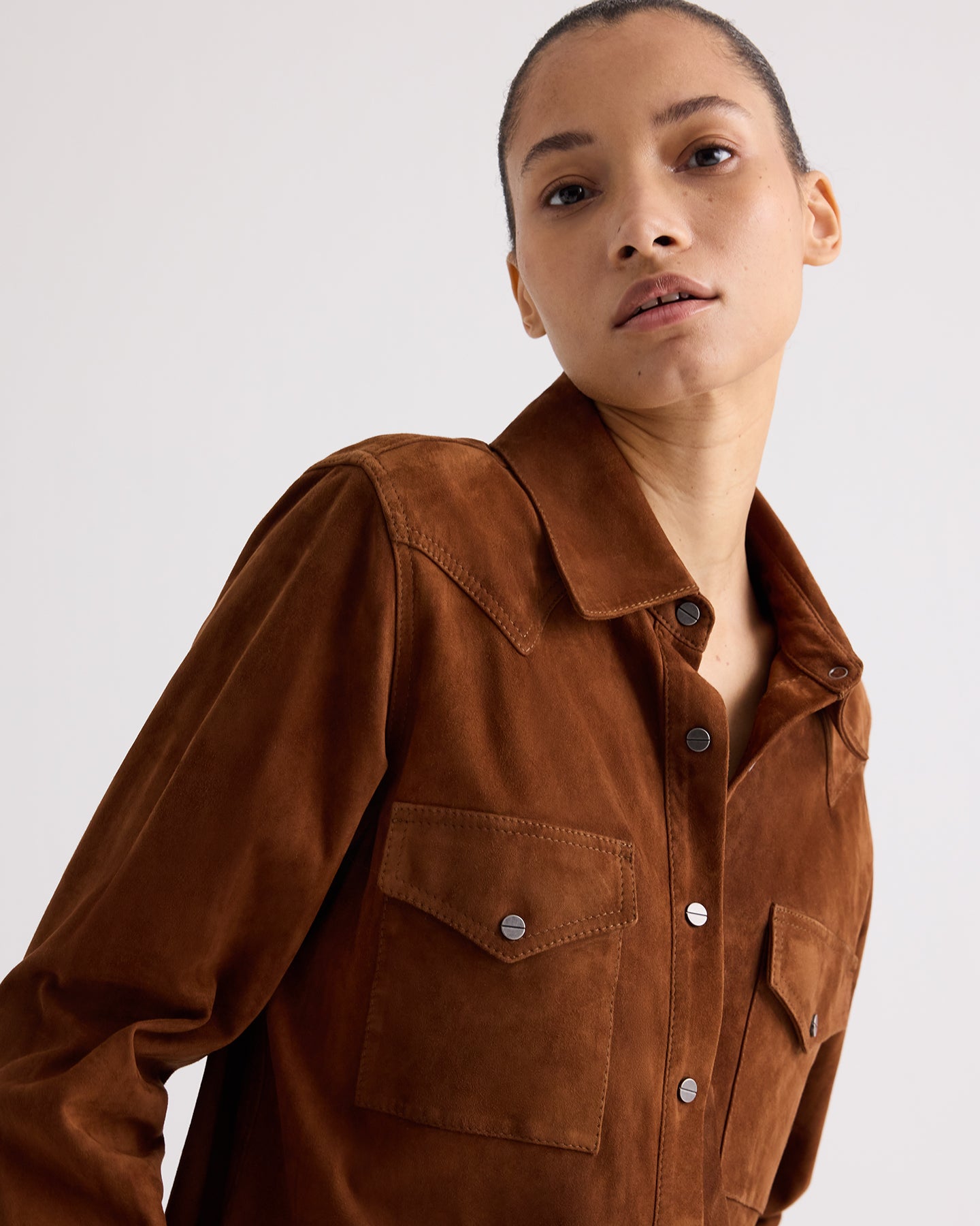 TWP Cigar Leather Travelin' Soldier Top in Featherweight Suede view 2