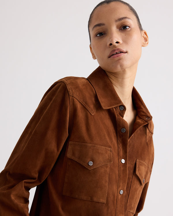 TWP Cigar Leather Travelin' Soldier Top in Featherweight Suede view 2