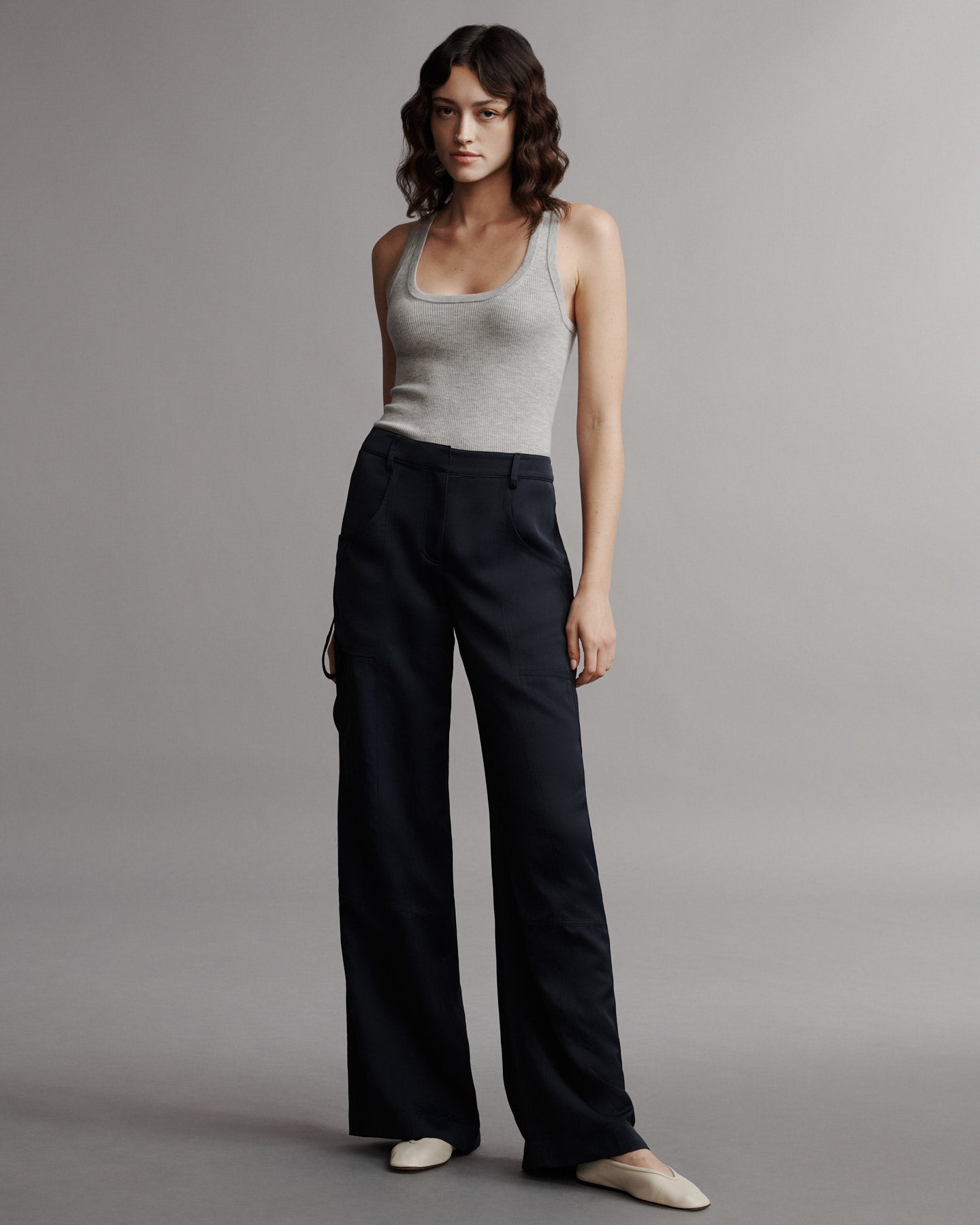 TWP Midnight Chrystie St. Pant in Coated Viscose Linen view 2