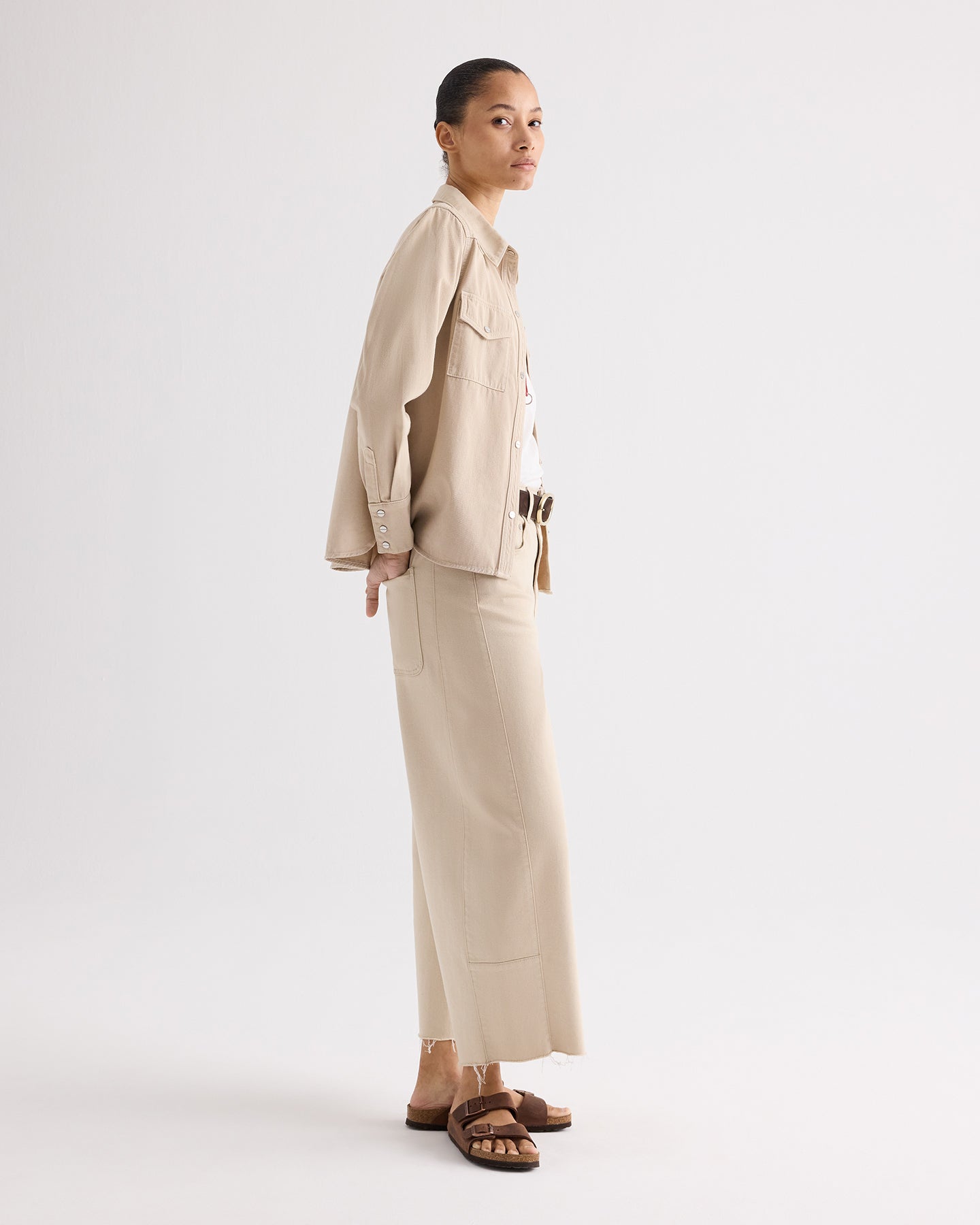 TWP Sandshell Ranchers Daughter Shirt in Japanese Natural Denim view 3