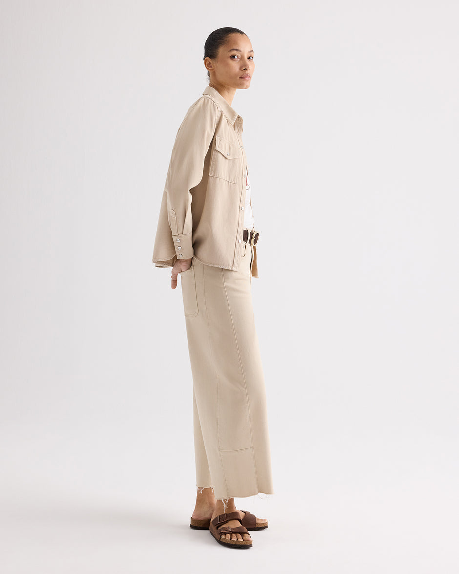 TWP Sandshell Ranchers Daughter Shirt in Japanese Natural Denim view 3