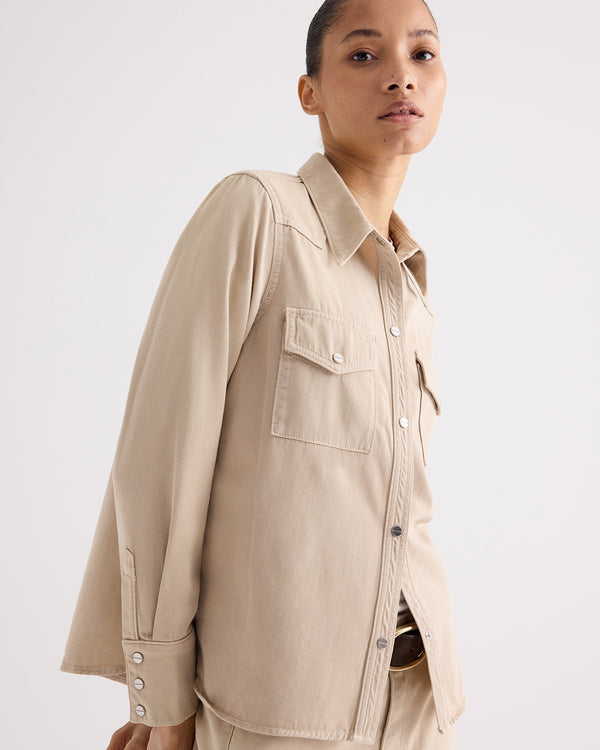 TWP Sandshell Ranchers Daughter Shirt in Japanese Natural Denim view 2