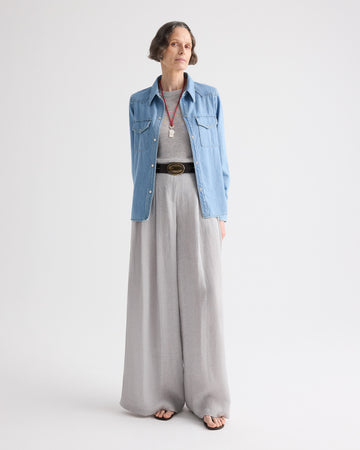 TWP Newport Ranchers Daughter Shirt in Denim view 3
