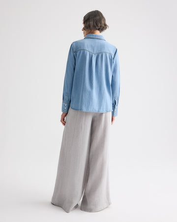 TWP Newport Ranchers Daughter Shirt in Denim view 5