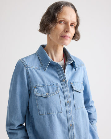 TWP Newport Ranchers Daughter Shirt in Denim view 1