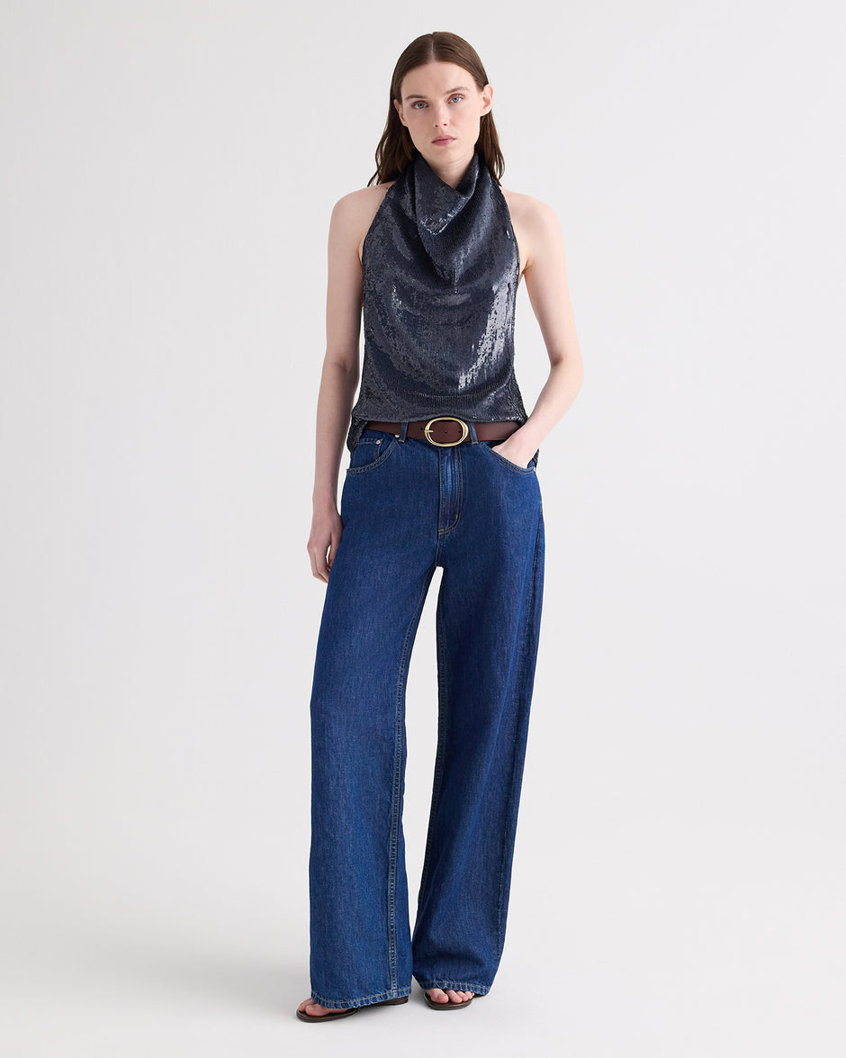 TWP Blue nights Friday Night Top in Fishscale Sequins view 1