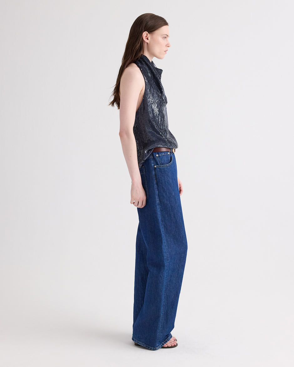 TWP Blue nights Friday Night Top in Fishscale Sequins view 4