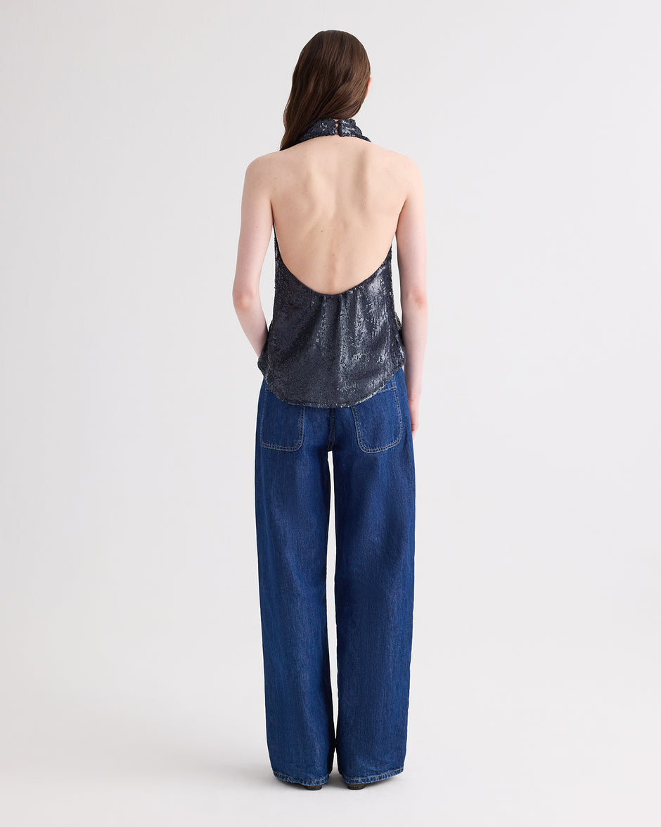 TWP Blue nights Friday Night Top in Fishscale Sequins view 5