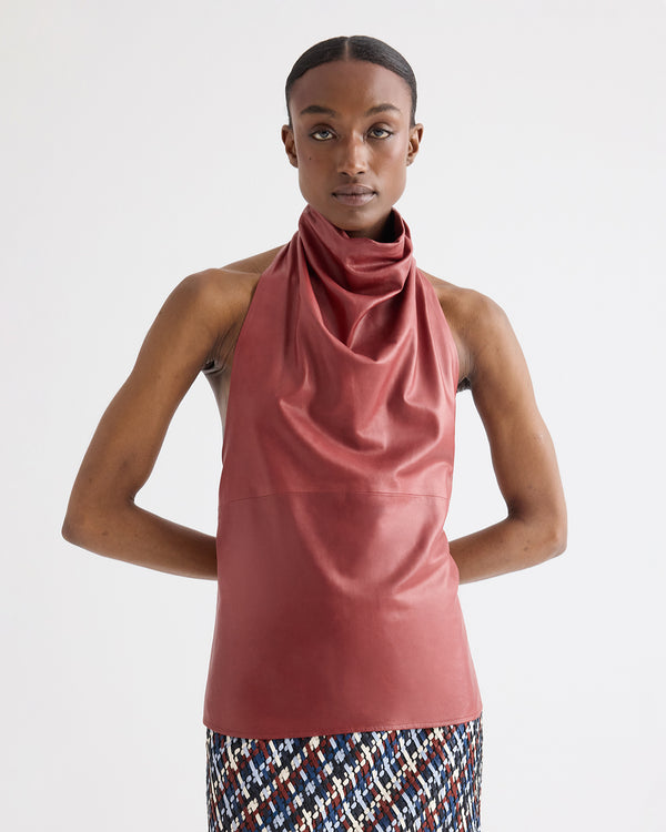 TWP Karanda red Friday Night Top in Paper Leather view 1