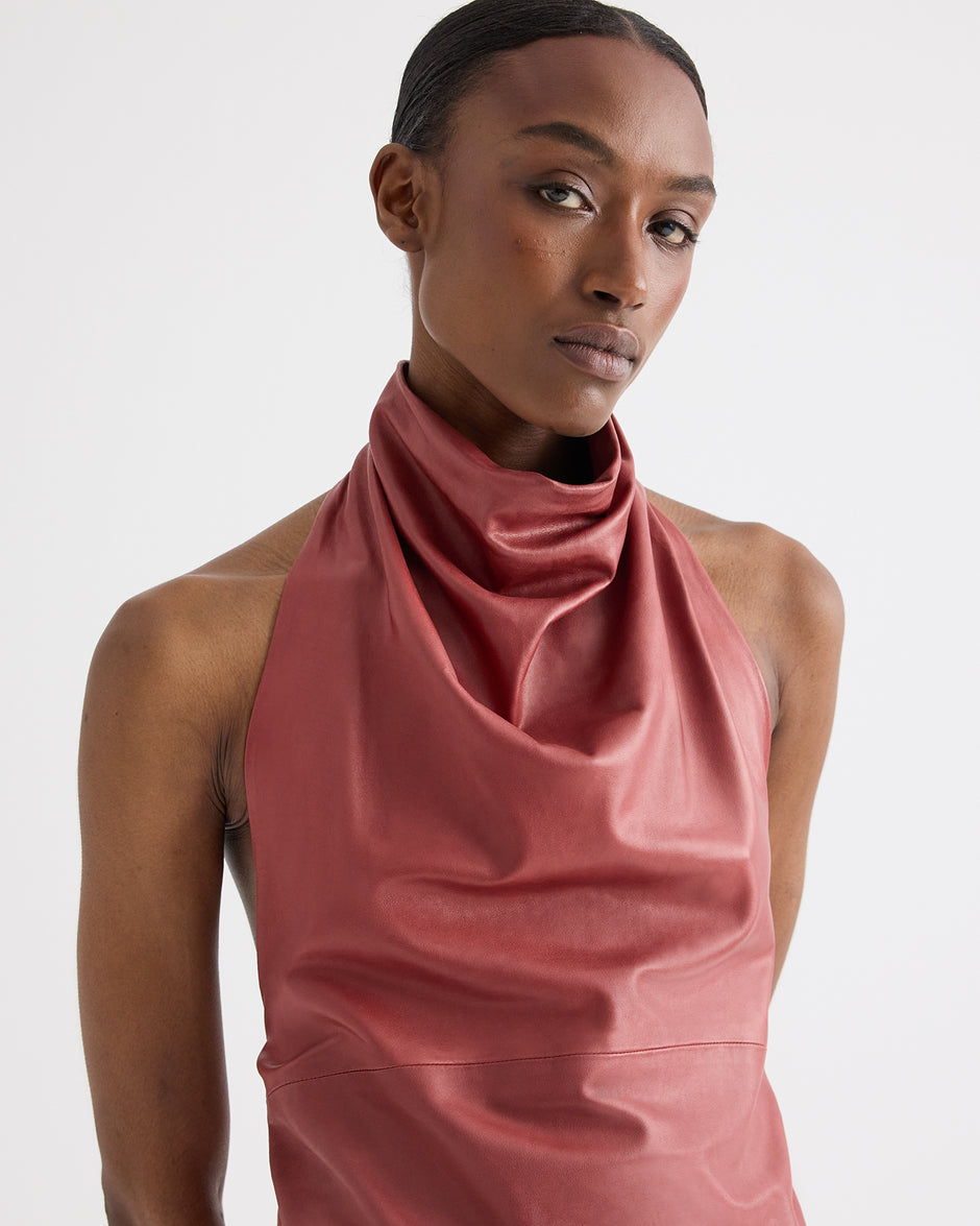 TWP Karanda red Friday Night Top in Paper Leather view 2
