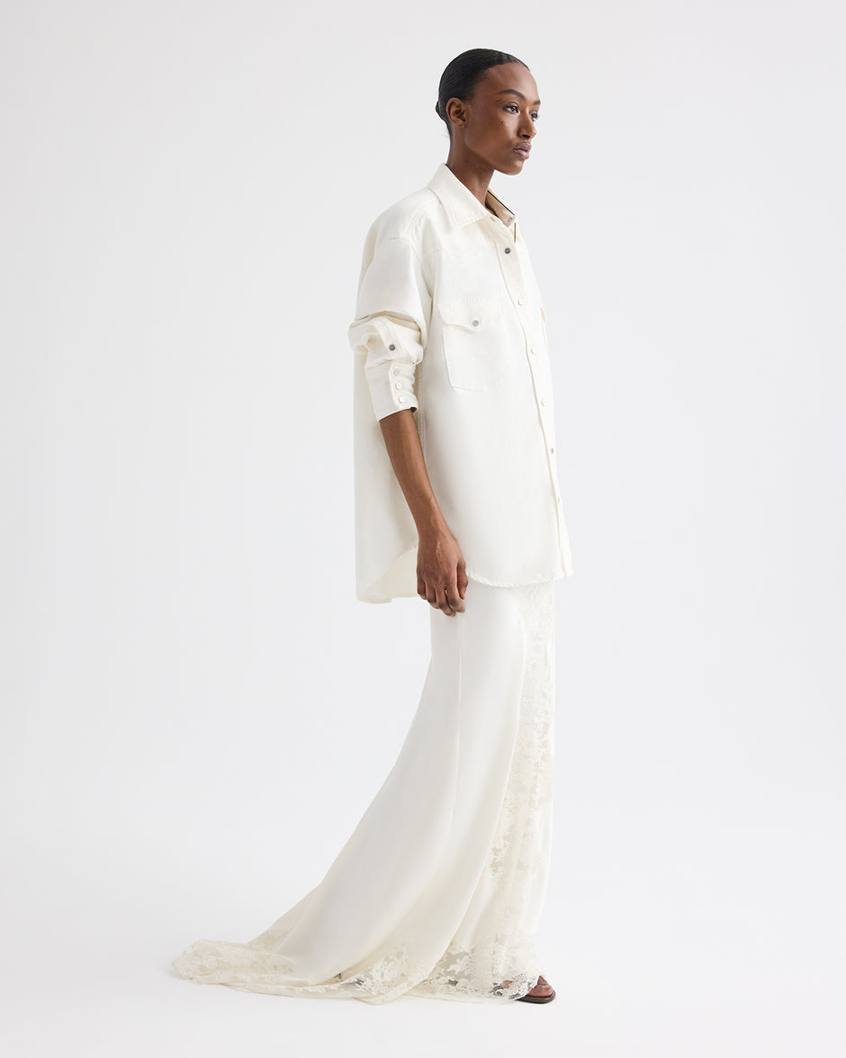 TWP White OG Supersized Shirt in Natural Denim view 4